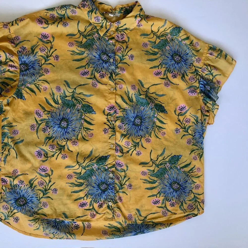 Madewell Floral Flutter Sleeve Blouse, XL - Picture 1 of 10